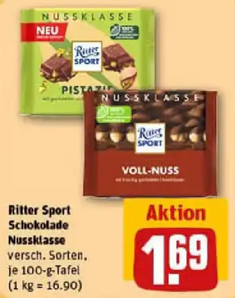 REWE Ritter Sport Schokolade Nussklasse Angebot