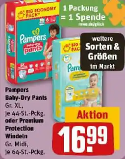 REWE Pampers Baby-Dry Pants oder Premium Protection Windeln Angebot