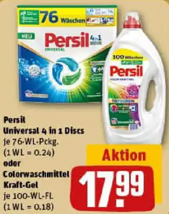 REWE Persil Universal 4 in 1 Discs oder Colorwaschmittel Kraft-Gel Angebot