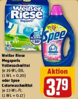 REWE Weißer Riese Megaperls Vollwaschmittel oder Spee Colorwaschmittel Angebot
