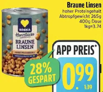 Edeka EDEKA Herzstücke Braune Linsen Angebot