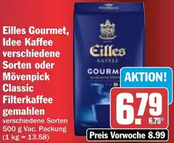 HIT Eilles Gourmet, Idee Kaffee oder Mövenpick Classic Filterkaffee gemahlen Angebot
