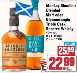 HIT Monkey Shoulder Blended Malt oder Glenmorangie Triple Cask Reserve Whisky Angebot