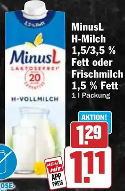 HIT MinusL H-Milch oder Frischmilch Angebot