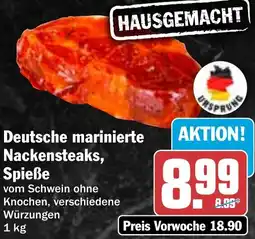HIT Deutsche marinierte Nackensteaks, Spieße Angebot