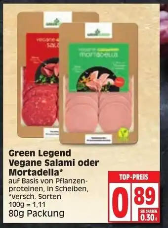 Edeka Green Legend Vegane Salami oder Mortadella 80g Angebot