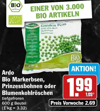 HIT Ardo Bio Markerbsen, Prinzessbohnen oder Blumenkohlröschen Angebot