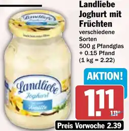 HIT Landliebe Joghurt mit Früchten Angebot
