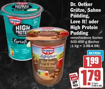 HIT Dr. Oetker Grütze, Sahne Pudding, Love It! oder High Protein Pudding Angebot