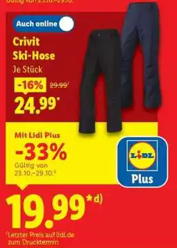 Lidl Crivit Ski-Hose Angebot