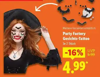 Lidl Party Factory Gesichts-Tattoo Angebot