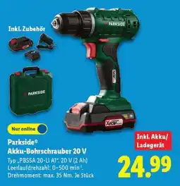 Lidl PARKSIDE Akku-Bohrschrauber 20 V Angebot