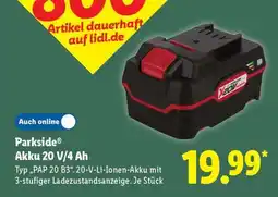 Lidl PARKSIDE Akku 20 V/4 Ah Angebot
