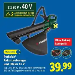 Lidl Parkside Akku-Laubsauger und -Bläser 40 V Angebot