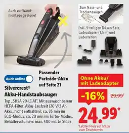 Lidl SILVERCREST Akku-Handstaubsauger Angebot