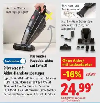 Lidl SILVERCREST Akku-Handstaubsauger Angebot