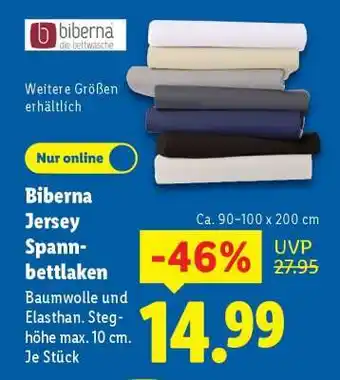 Lidl biberna Jersey-Spannbettlaken Angebot