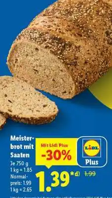 Lidl Meisterbrot mit Saaten Angebot