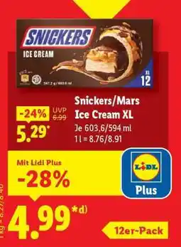Lidl Snickers/Mars Ice Cream XL Angebot