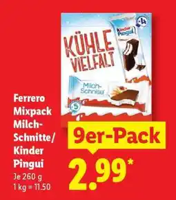 Lidl Ferrero Mixpack Milch-Schnitte/Kinder Pingui Angebot
