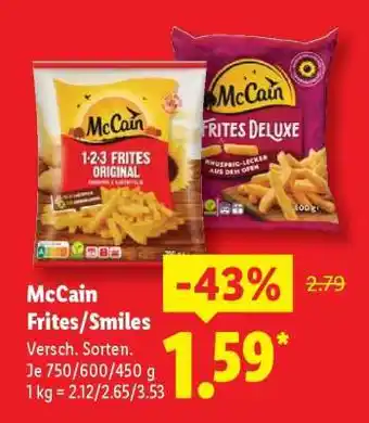 Lidl McCain Frites/Smiles Angebot