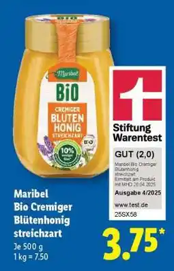 Lidl Maribel Bio Cremiger Blütenhonig streichzart Angebot