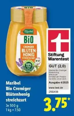 Lidl Maribel Bio Cremiger Blütenhonig streichzart Angebot