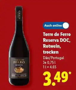 Lidl Torre de Ferro Reserva DOC, Rotwein, trocken Angebot