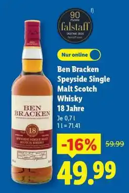 Lidl Ben Bracken Speyside Single Malt Scotch Whisky 18 Jahre Angebot
