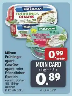 Famila Nord Ost Milram Frühlingsquark, Gewürzquark oder Pflanzlicher Streich Angebot