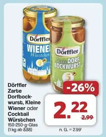 Famila Nord Ost Dörffler Zarte Dorfbockwurst, Kleine Wiener oder Cocktail Würstchen Angebot