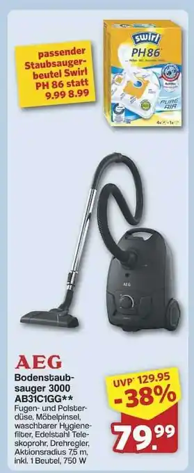 Famila Nord Ost AEG Bodenstaubsauger 3000 AB31C1GC Angebot