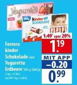 Famila Nord Ost Ferrero kinder Schokolade oder Yogurette Erdbeere Angebot