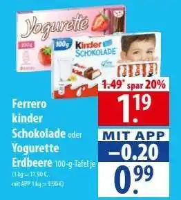 Famila Nord Ost Ferrero kinder Schokolade oder Yogurette Erdbeere Angebot