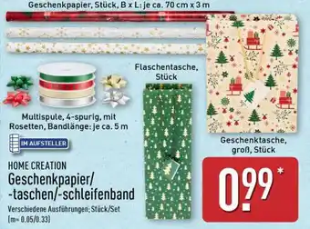 Aldi Nord HOME CREATION Geschenkpapier/-taschen/-schleifenband Angebot