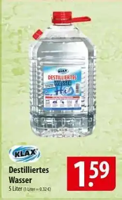Famila Nord Ost KLAX Destilliertes Wasser Angebot