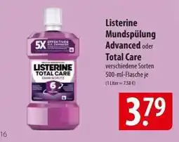 Famila Nord Ost Listerine Mundspülung Advanced oder Total Care Angebot