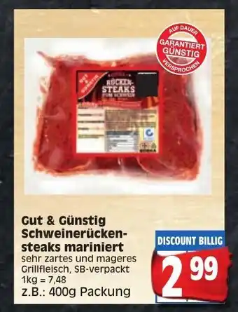 Edeka Gut & Günstig Schweinerückensteaks mariniert 400g Angebot