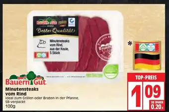 Edeka Bauern Gut Minutensteaks vom Rind 100g Angebot