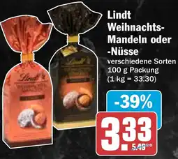 HIT Lindt Weihnachts Mandeln oder Nüsse Angebot