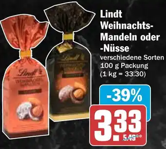 HIT Lindt Weihnachts Mandeln oder Nüsse Angebot