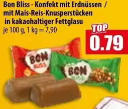 Mix Markt Bon Bliss - Konfekt mit Erdnüssen / mit Mais-Reis-Knusperstücken in kakaohaltiger Fettglasu Angebot