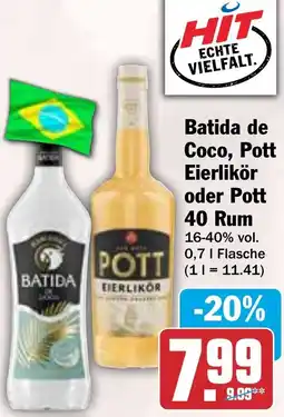 HIT Batida de Coco, Pott Eierlikör oder Pott 40 Rum Angebot