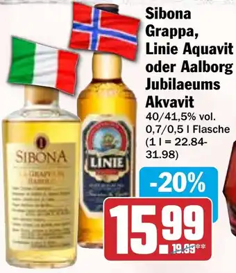 HIT Sibona Grappa, Linie Aquavit oder Aalborg Jubilaeums Akvavit Angebot