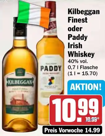 HIT Kilbeggan Finest oder Paddy Irish Whiskey Angebot