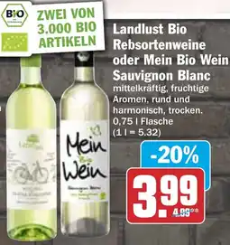 HIT Landlust Bio Rebsortenweine oder Mein Bio Wein Sauvignon Blanc Angebot