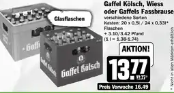 HIT Gaffel Kölsch, Wiess oder Gaffels Fassbrause Angebot