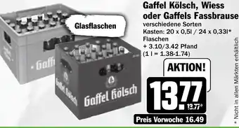 HIT Gaffel Kölsch, Wiess oder Gaffels Fassbrause Angebot