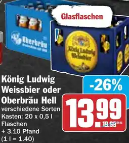 HIT König Ludwig Weissbier oder Oberbräu Hell Angebot