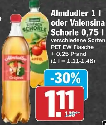 HIT Almdudler oder Valensina Schorle Angebot